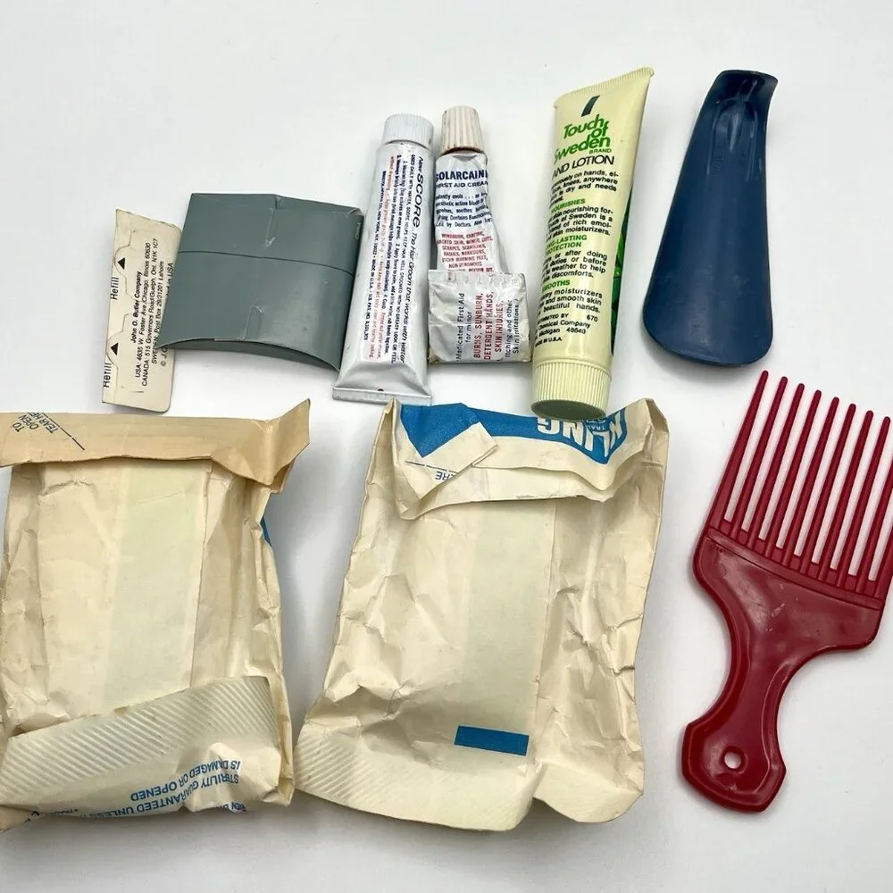 Vintage 70s Hotel Airline Travel Amenity Lot Johnson & Johnson Solarcaine Retro